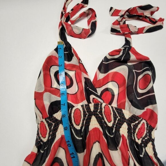 HALTER Tie Cotton Summer Midi Maxi Dress Size S/M - Picture 8 of 14